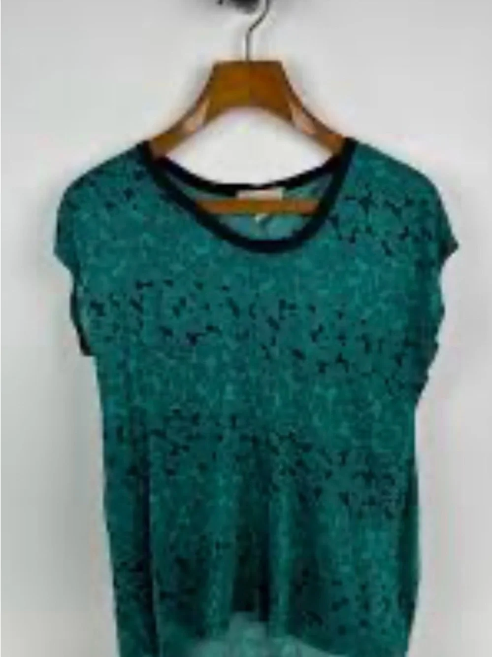 Michael Kors Teal Paisley Short Sleeve Tee with Contrast Neck